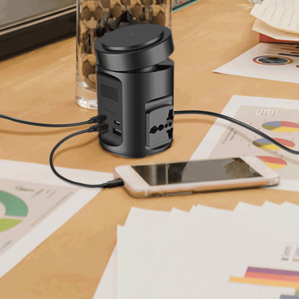 باورولوجي - محول طاقة ماج سيف مع مقبس بريطاني - أسود - 2200 واط