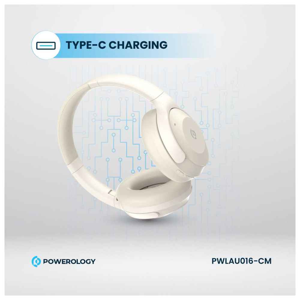 باورولوجي - سماعات رأس هجينة مع إلغاء الضوضاء ANC - كريمي