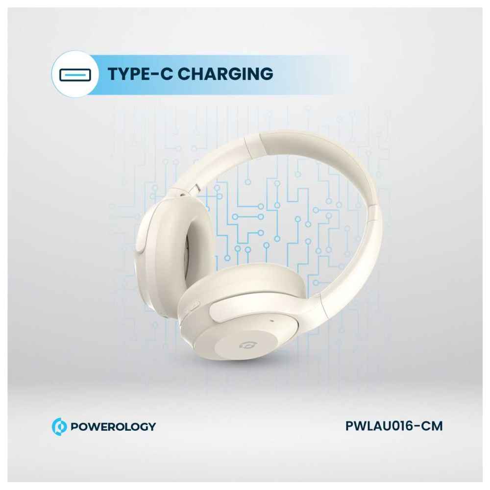 باورولوجي - سماعات رأس هجينة مع إلغاء الضوضاء ANC - كريمي