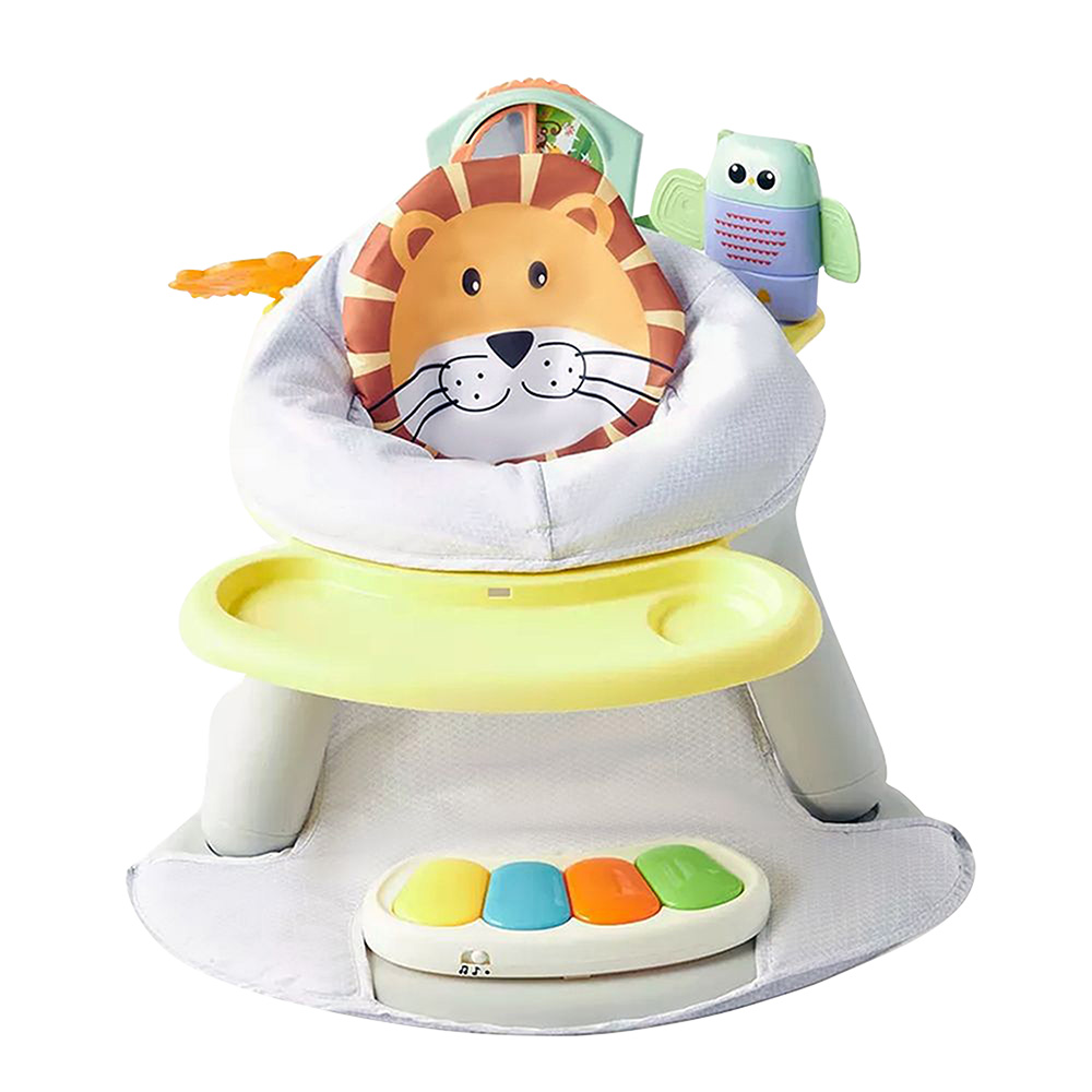 Little Learners - 2-in-1 Baby Swing & High Chair with Activity Tray - Lion