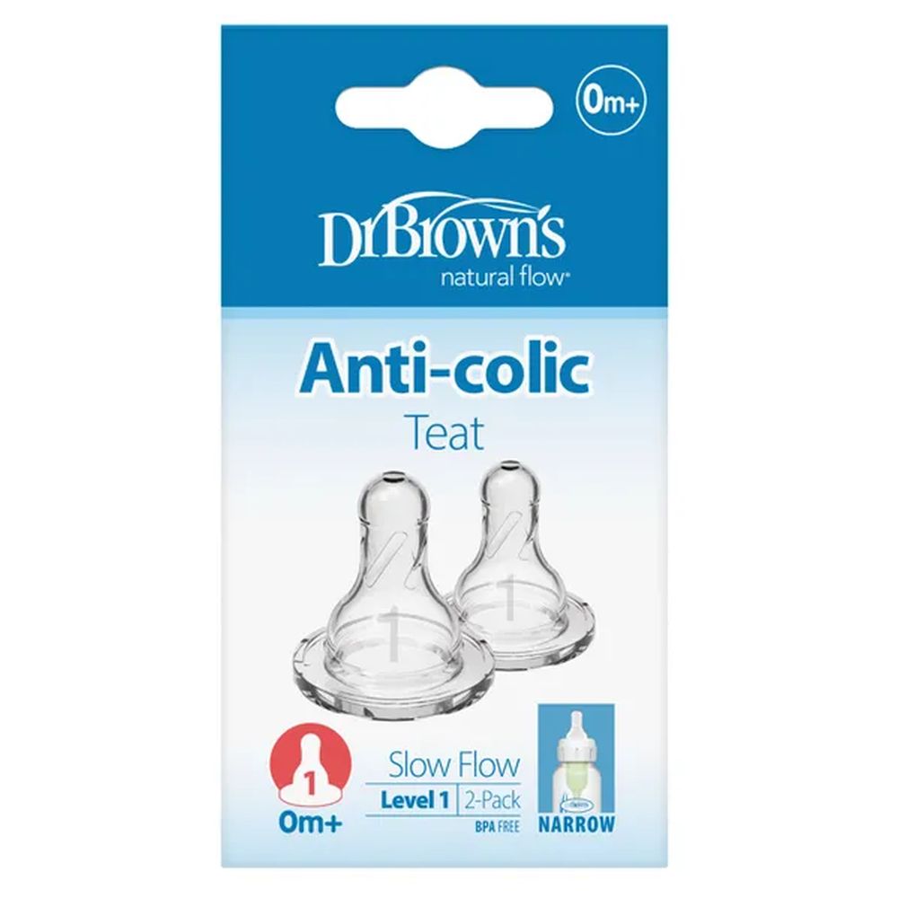 Dr. Brown's - Level 1 Silicone Narrow Options+ Nipple - Pack of 2