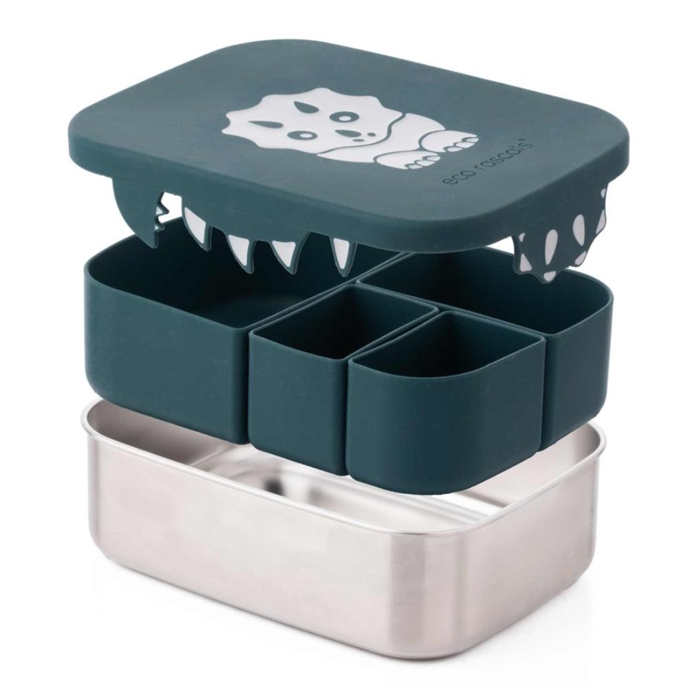 Eco Rascals - 4-Compartments Lunch Box - Teal - Dinosaur