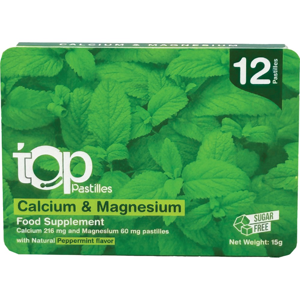 SuLinda - Top Calcium And Magnesium Pastilles - Natural Peppermint - 15 gm - 12 Pcs
