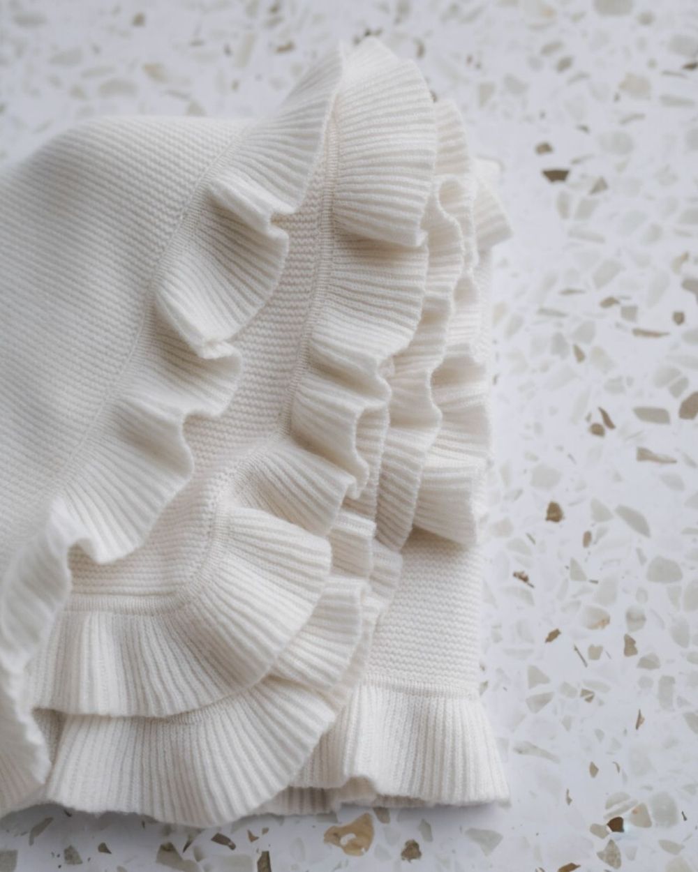 Ooh Noo - Frill Cashmere Baby Blanket - Cream