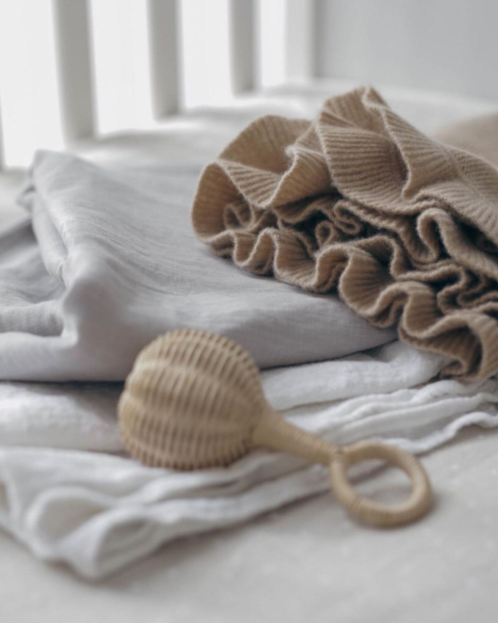 Ooh Noo - Frill Cashmere Baby Blanket - Mocha