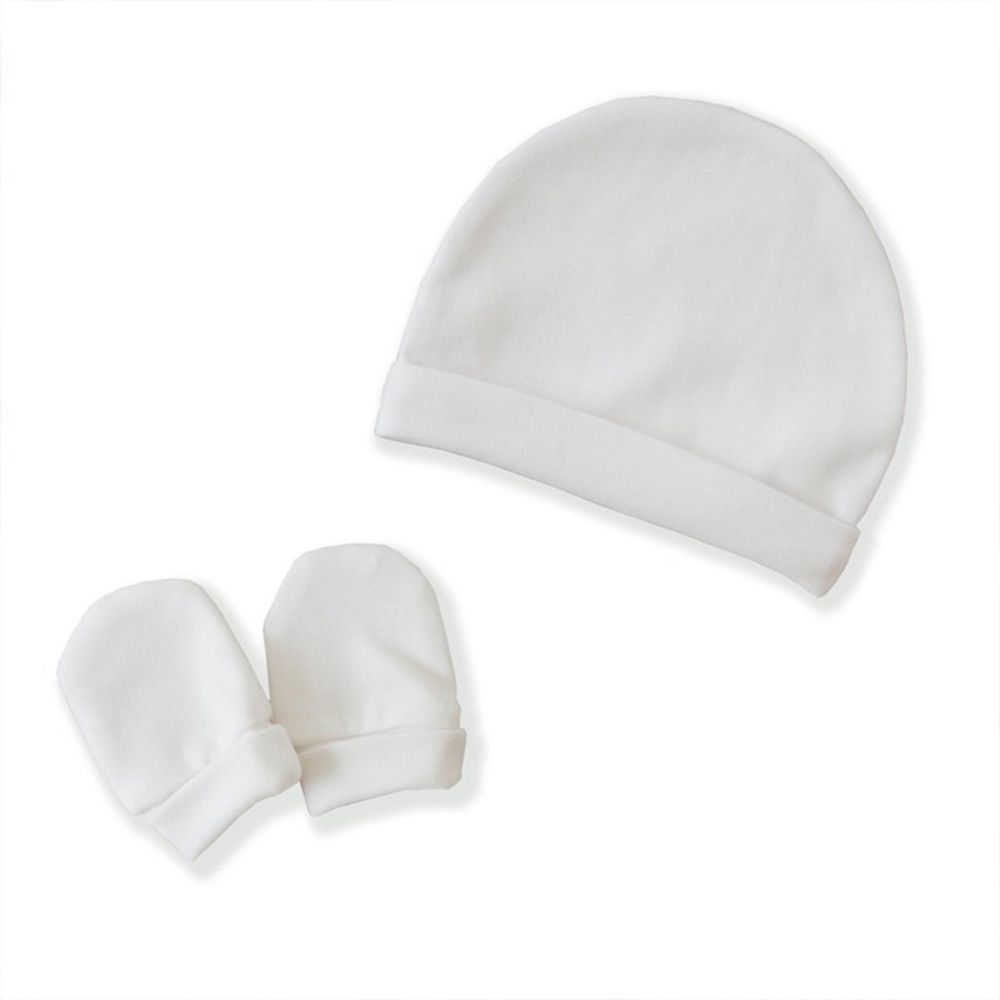 جلوب - طقم قبعة وقفازات من القطن العضوي - أبيض لؤلؤي