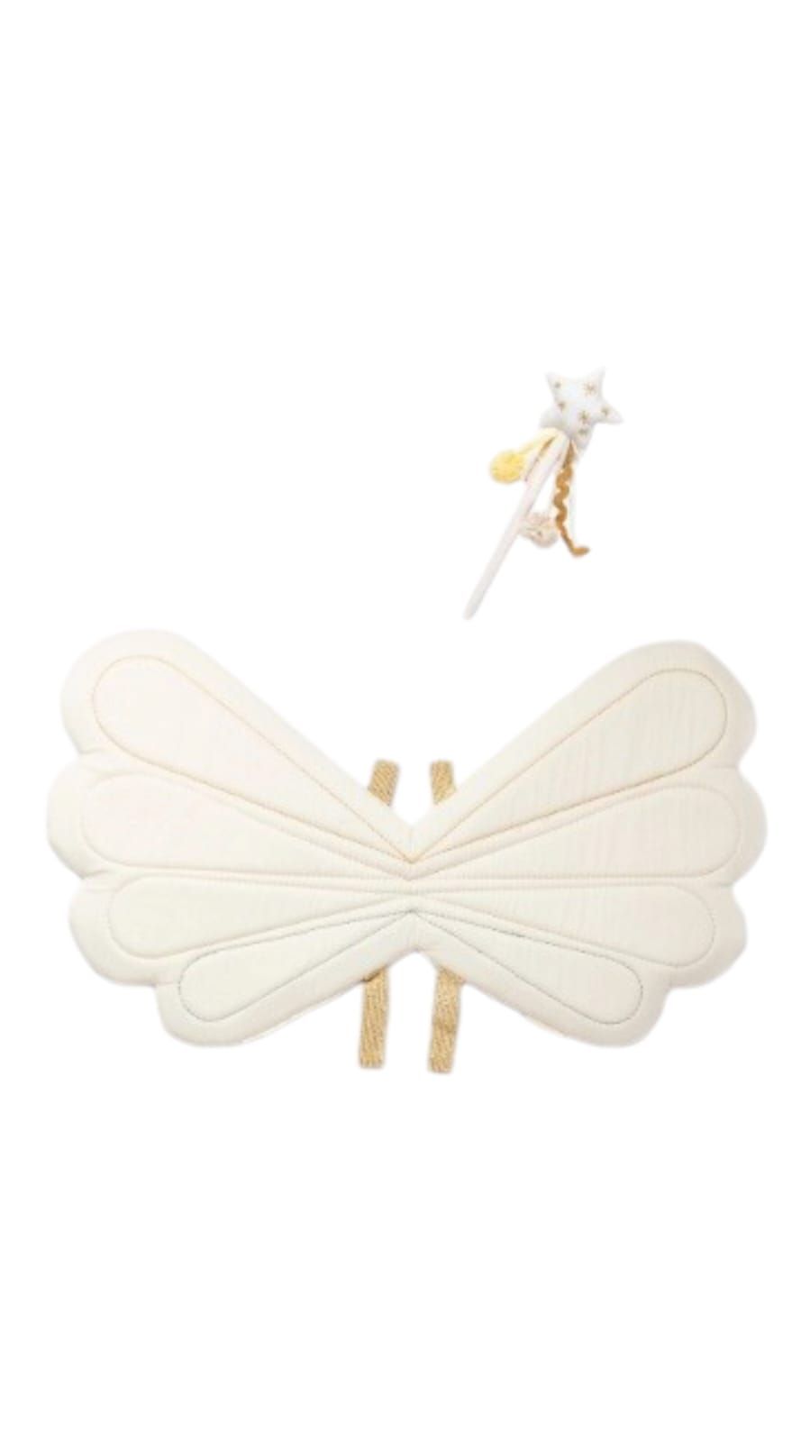 Fabelab - Dress Up Costume Organic Rainbow Fairy Wings & Natural Wand Set – 2pcs