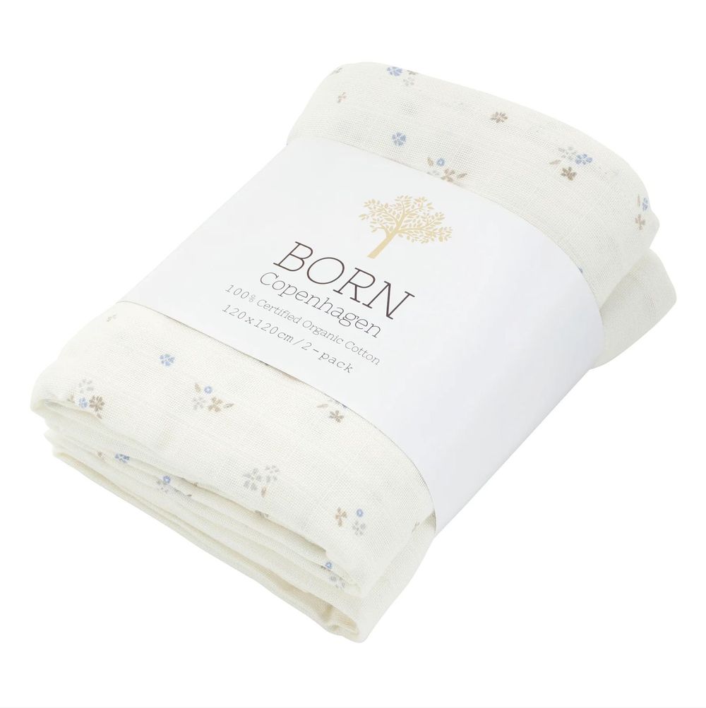 Born Copenhagen - Luxury Baby Swaddle - Petit Garden - 2 Pcs - 120x120 cm