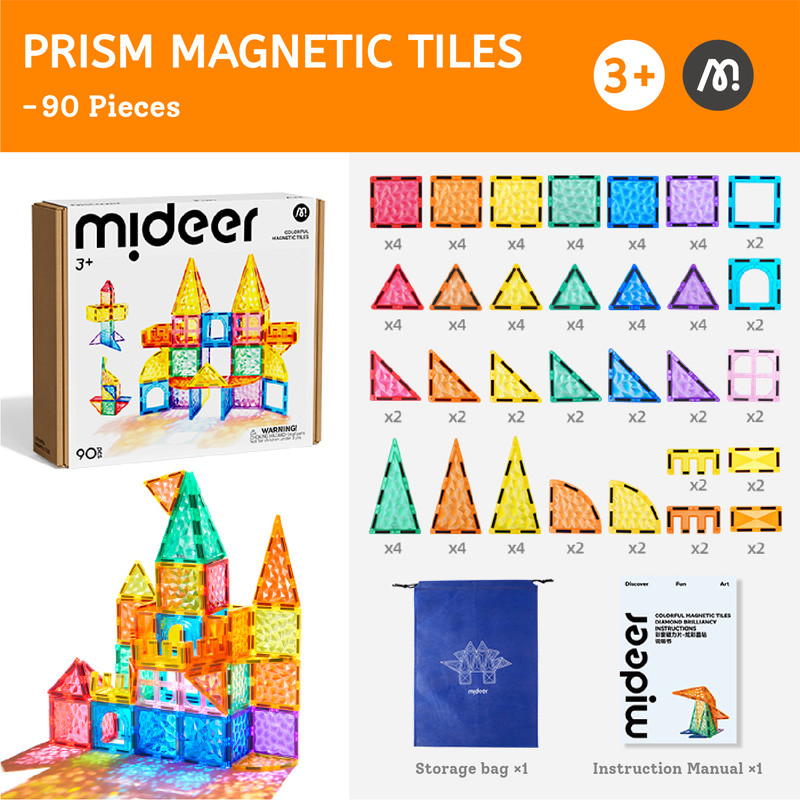 Mideer - Prism Magnetic Tiles - 90 Pcs
