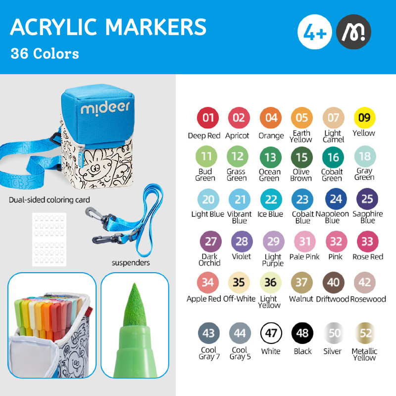 Mideer - Acrylic Markers - 36 Colors
