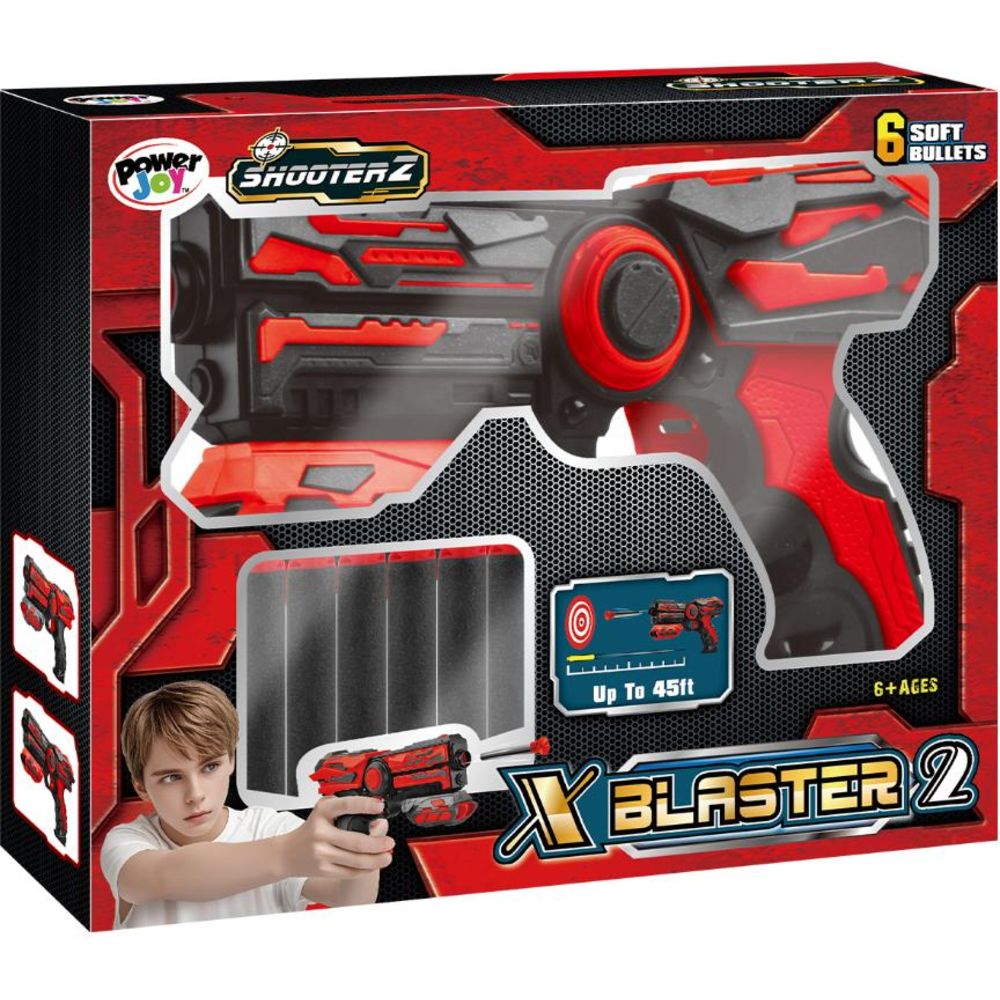 باور جوي - مسدس ألعاب شوتيرز إكس بلاستر 2 مع مجموعة 6 رصاصات فوم - قد يختلف اللون - عدد 1 