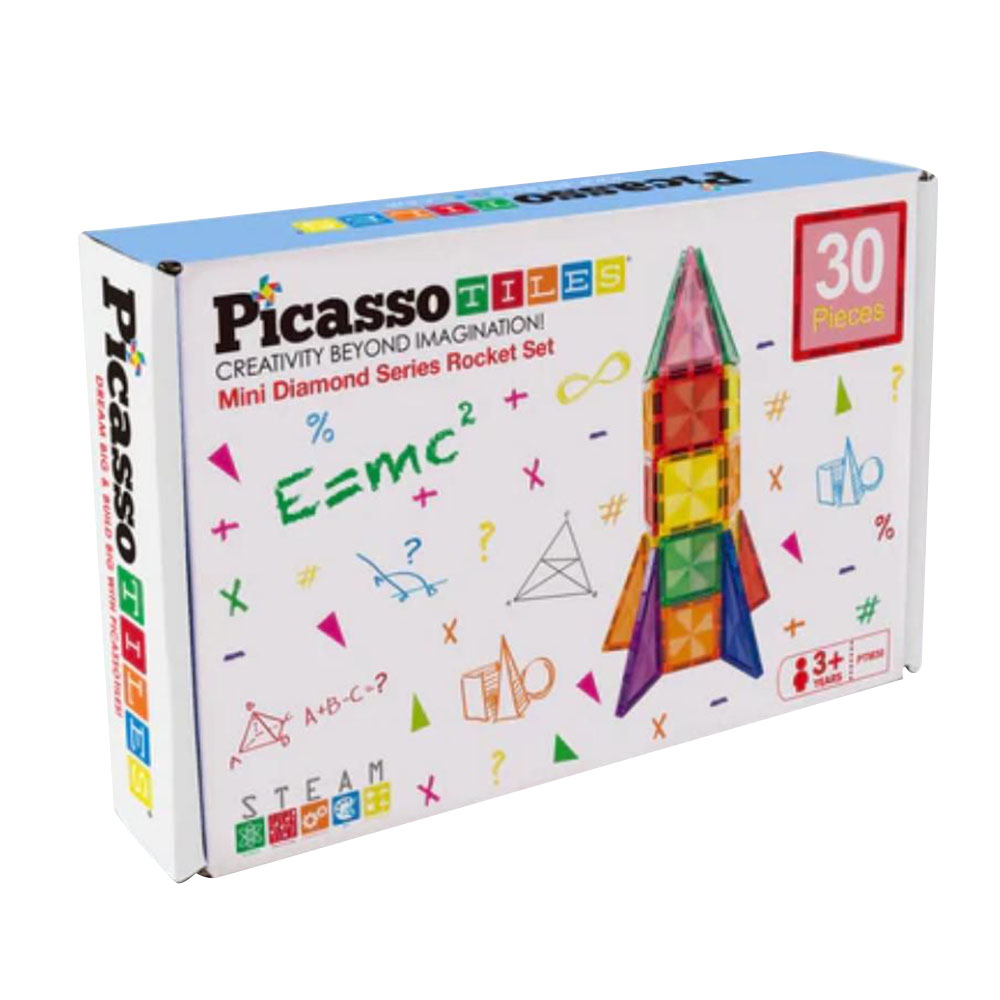 Picasso Tiles - Mini Diamond Series Magnetic Rocket Set - 30 Pcs