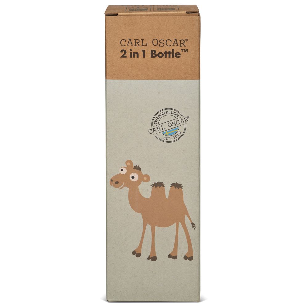كارل أوسكار - زمزمية ماء للأطفال 2 في 1 - أخضر جمل - 300 مل