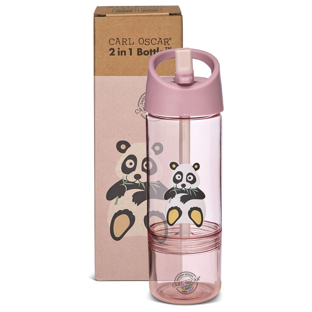 Carl Oscar - 2-In-1 Kids Water Bottle - Pink Panda - 300 ml