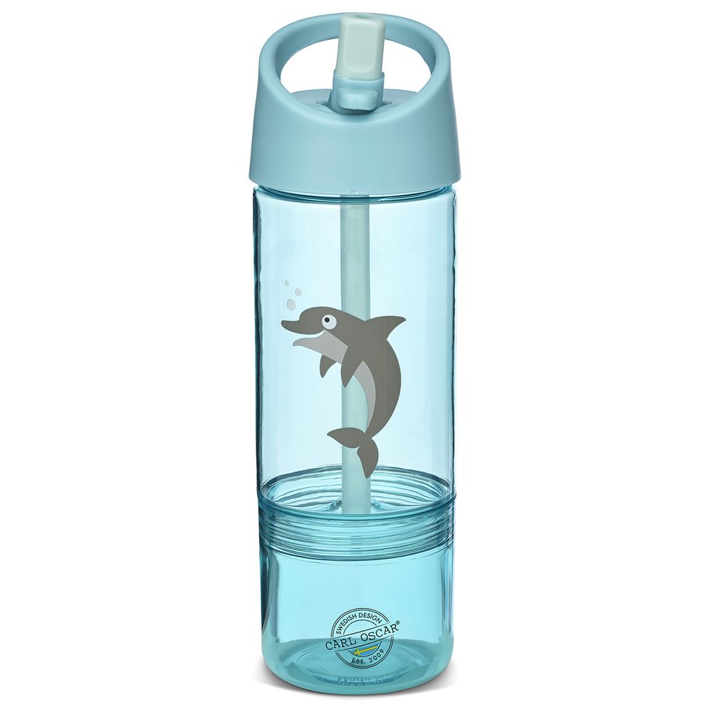 Carl Oscar - 2-In-1 Kids Water Bottle - Blue Dolphin - 300 ml
