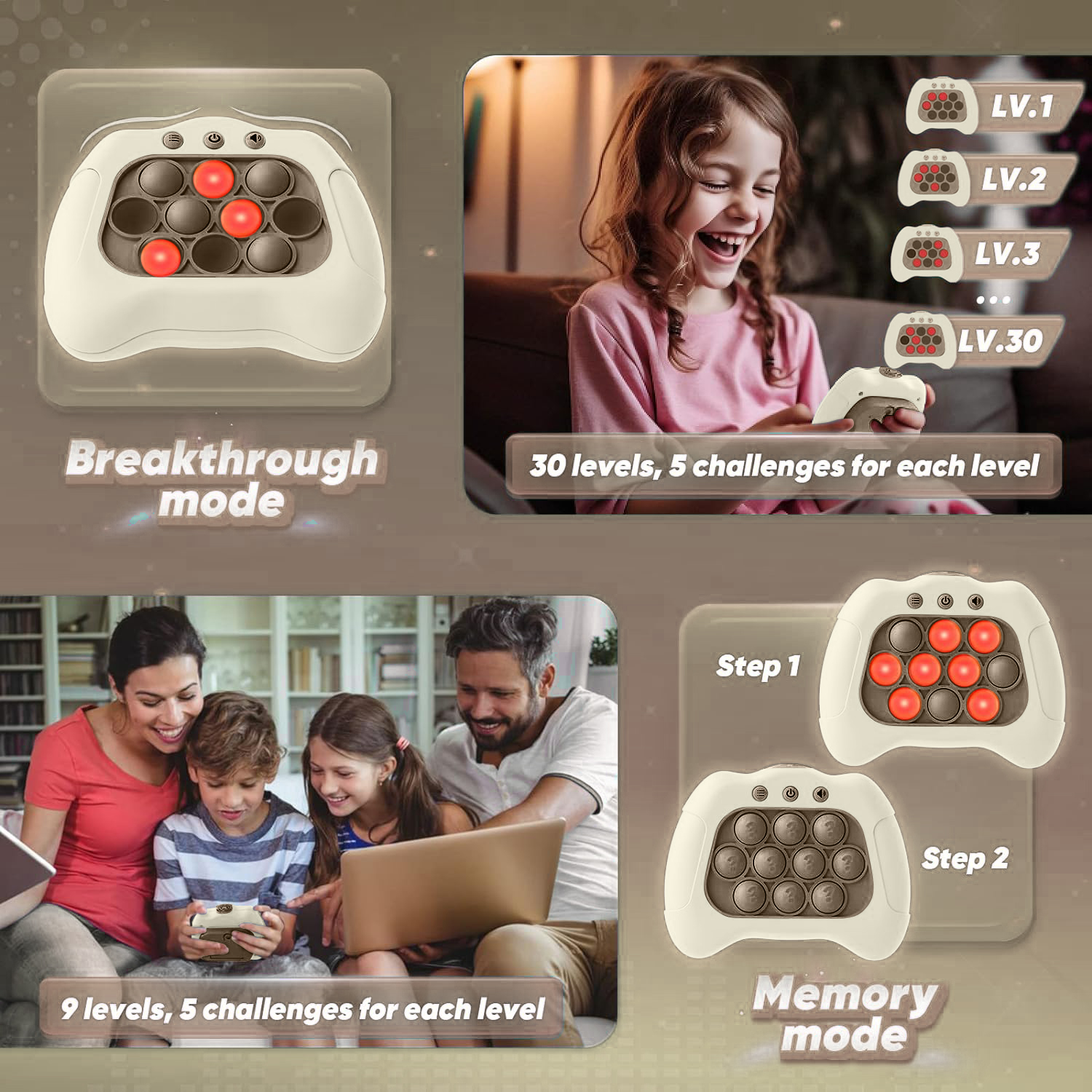 ESSEN - Light Push Pop It Bubble Sensory Fidget Game Toy