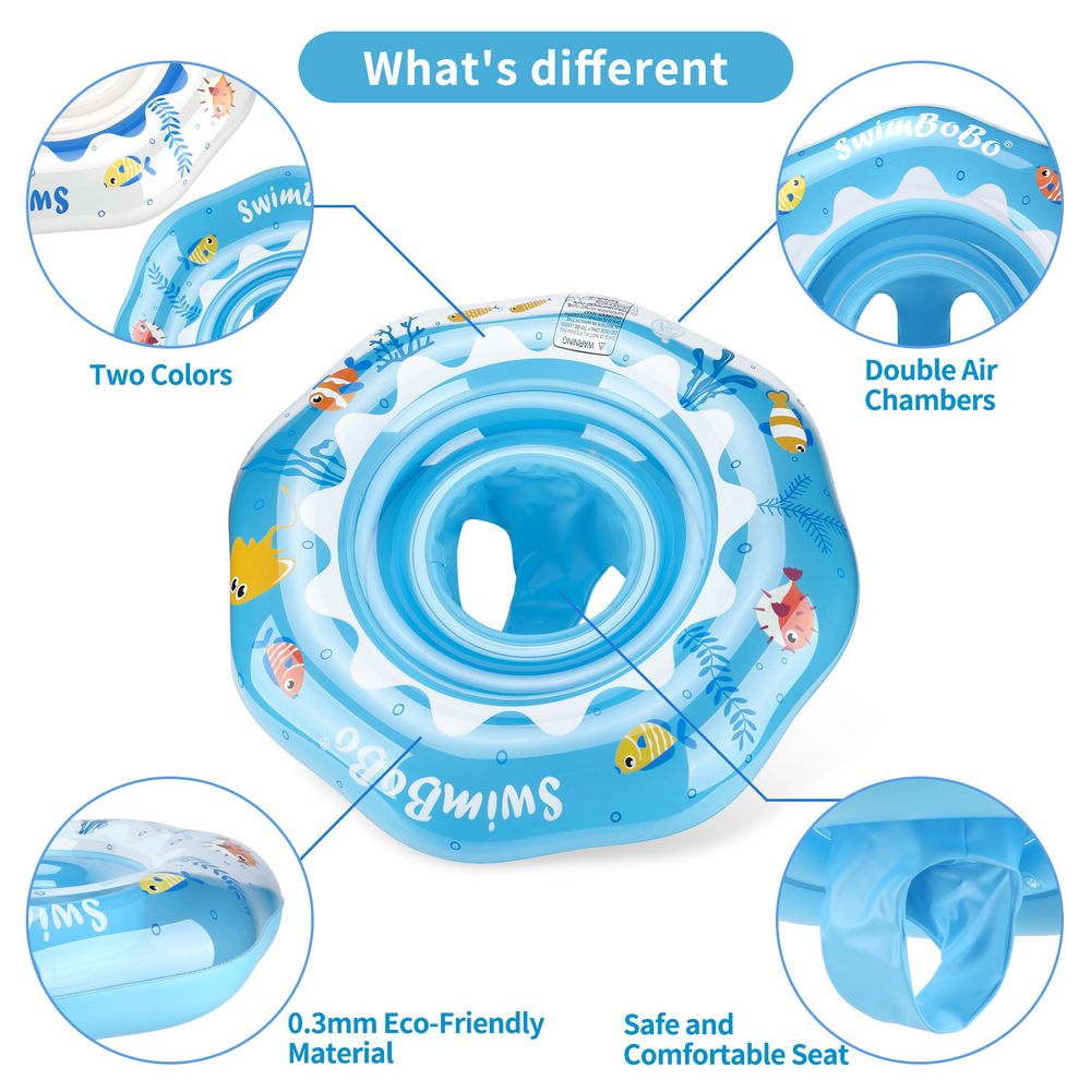 Swimbobo - Baby Swimming Float Inflatable Ring With Safe Seat - Blue