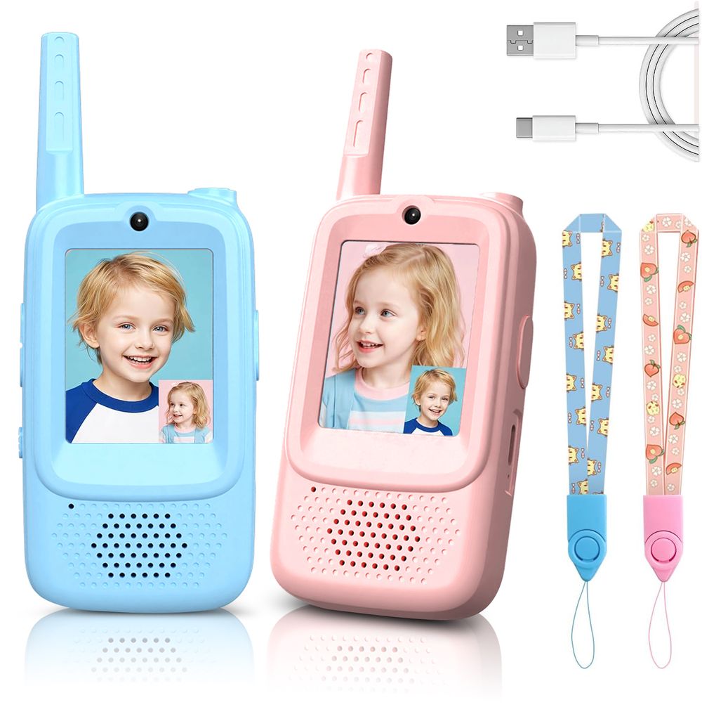 ESSEN Video Walkie Talkie Toy With Screen Display - Blue/Pink - 2 Pcs