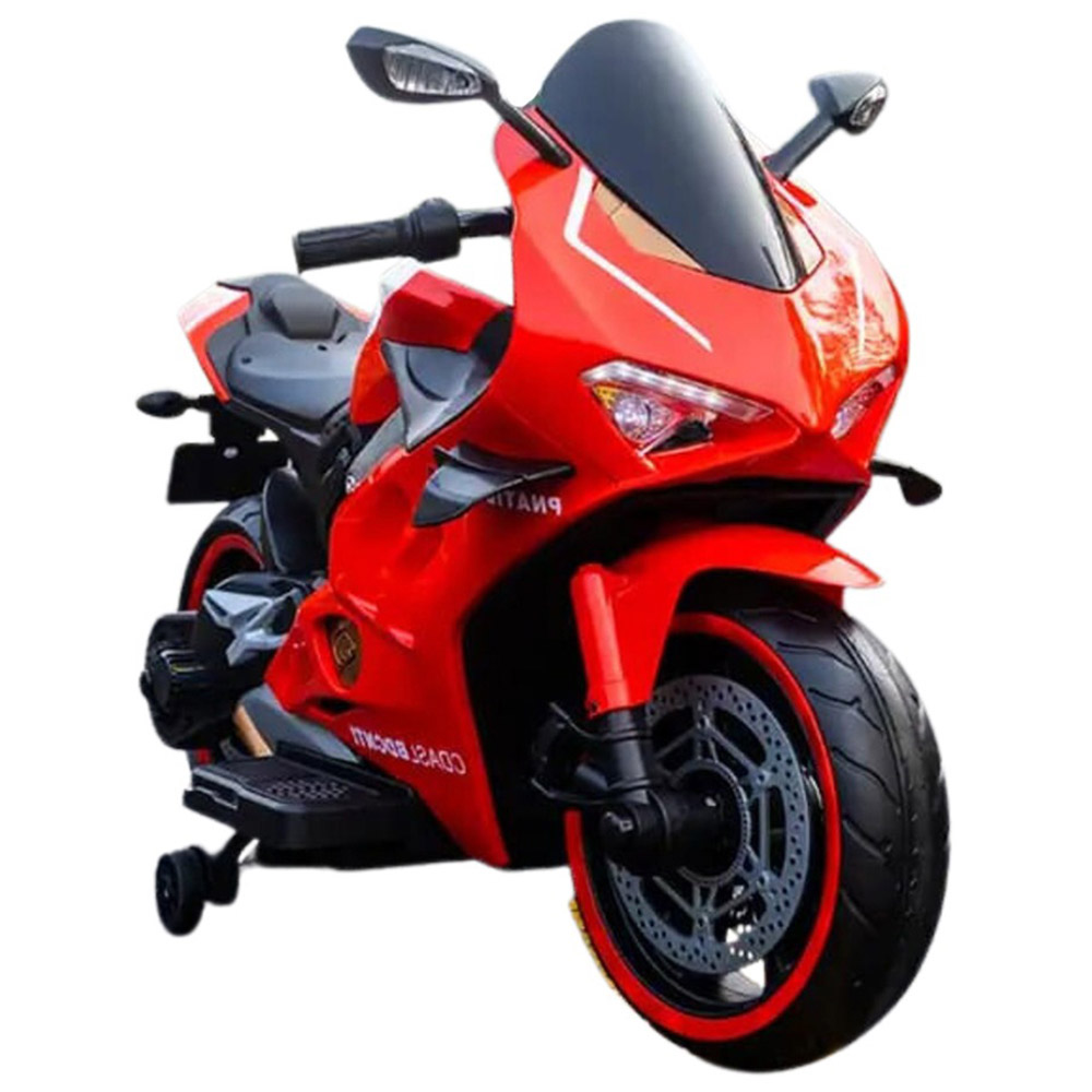 ميجا ستار - دراجة نارية كهربائية للأطفال V5 - أحمر - 12 فولت