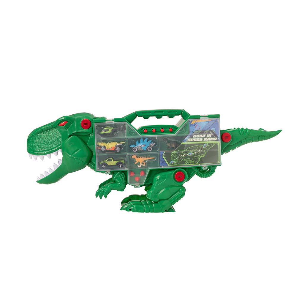 تيمستيرز - ناقلة تي ريكس مع سيارات - أخضر - 10 قطع