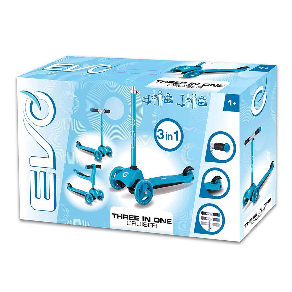 Evo - 3-In-1 Cruiser Manual Scooter - Teal