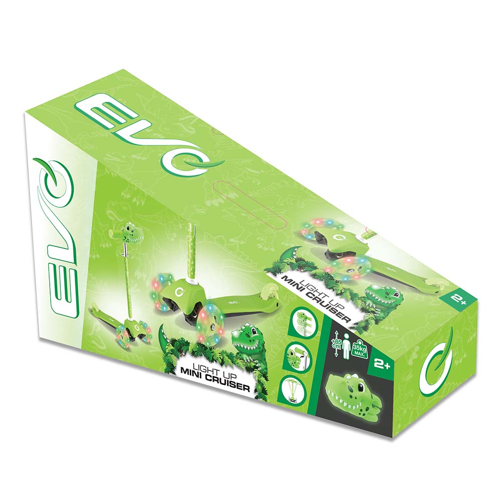 Evo - Dino Light Up Mini Cruiser Manual Scooter - Green