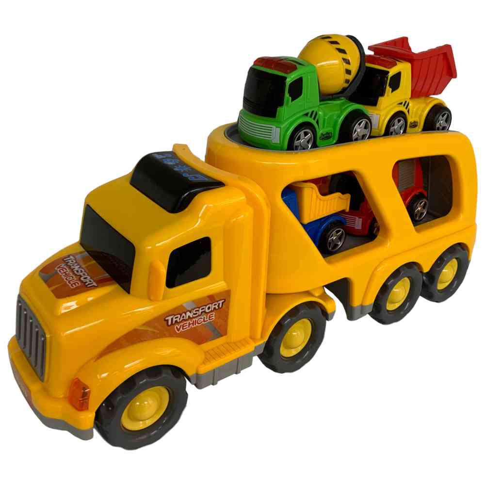 ليمي إنترناشيونال - شاحنة احتكاك ضوئية وصوتية مع مركبة سحب للخلف - صفراء - 5 قطع