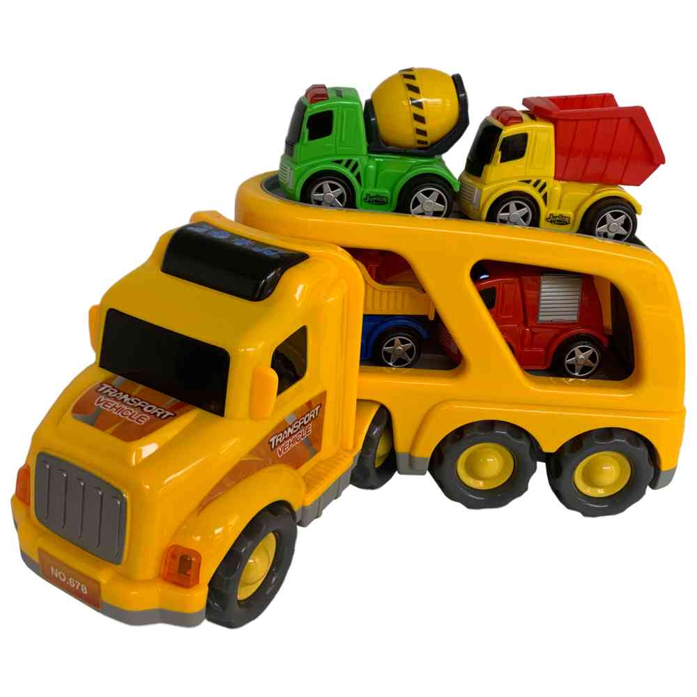 ليمي إنترناشيونال - شاحنة احتكاك ضوئية وصوتية مع مركبة سحب للخلف - صفراء - 5 قطع