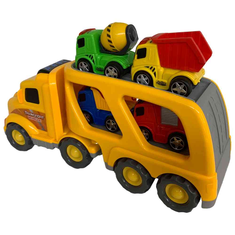 ليمي إنترناشيونال - شاحنة احتكاك ضوئية وصوتية مع مركبة سحب للخلف - صفراء - 5 قطع