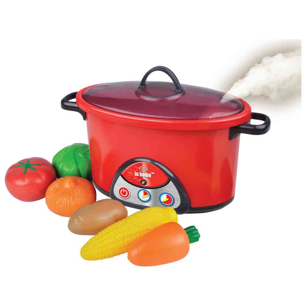 Red Box - Electronic Steaming Crock Pot With Play Food Playset - 8 Pcs