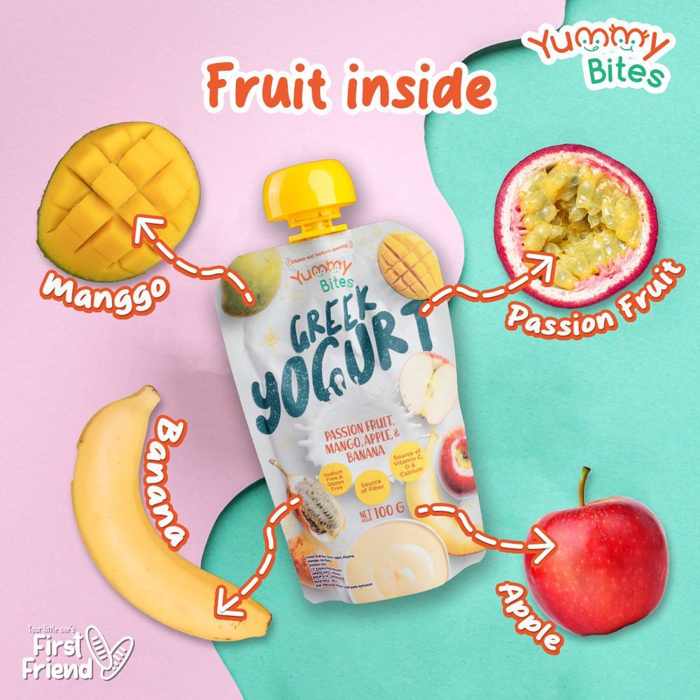 Yummy Bites - Greek Yogurt Passion Fruit, Mango, Apple & Banana 100g