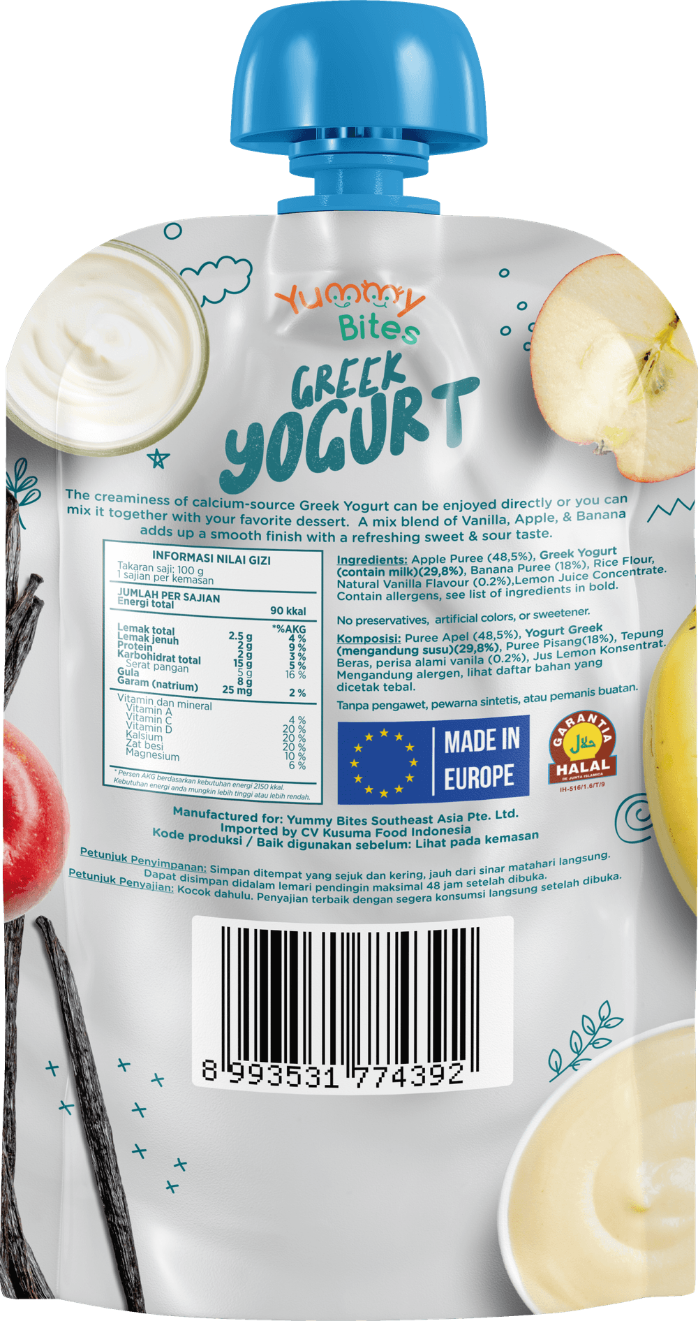 Yummy Bites - Greek Yogurt Vanilla, Apple, & Banana 100g