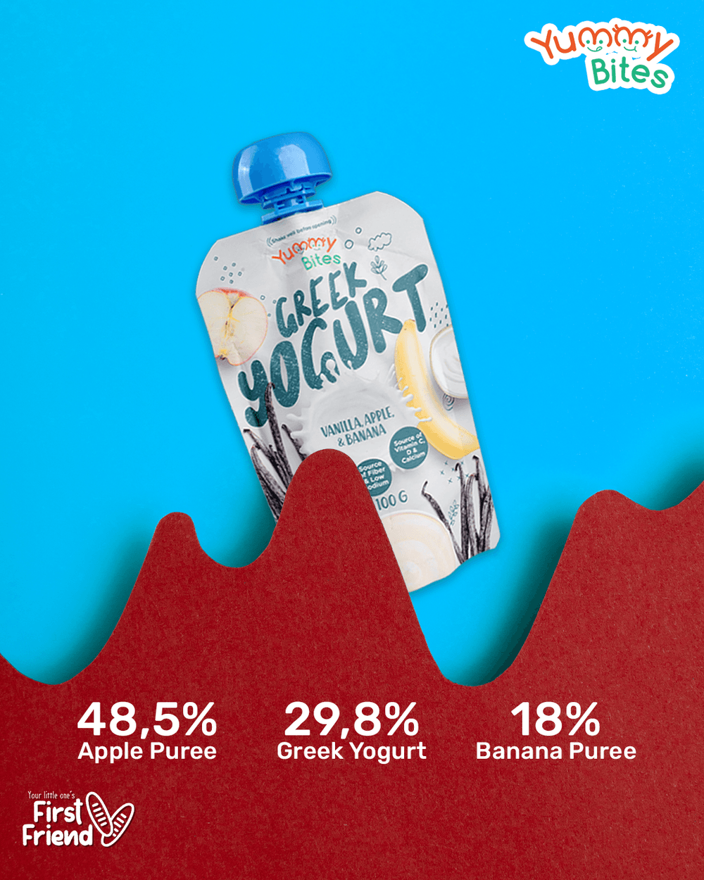 Yummy Bites - Greek Yogurt Vanilla, Apple, & Banana 100g