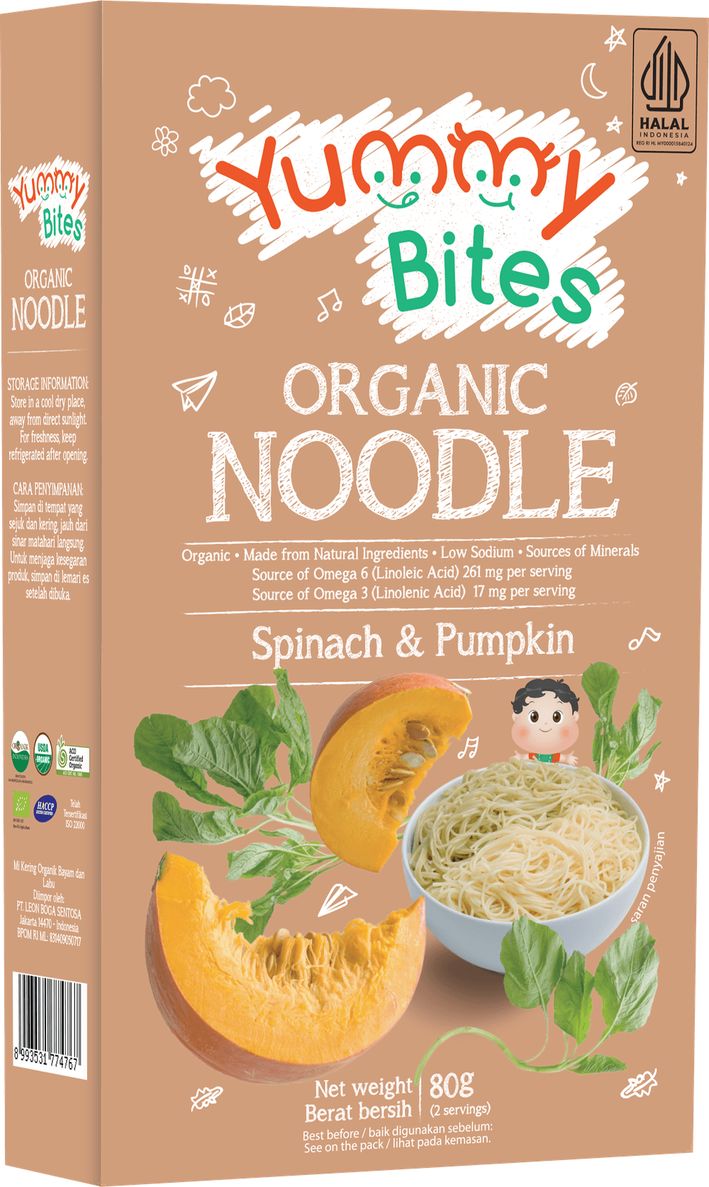 Yummy Bites - Organic Noodle Spinach & Pumpkin - 80gm