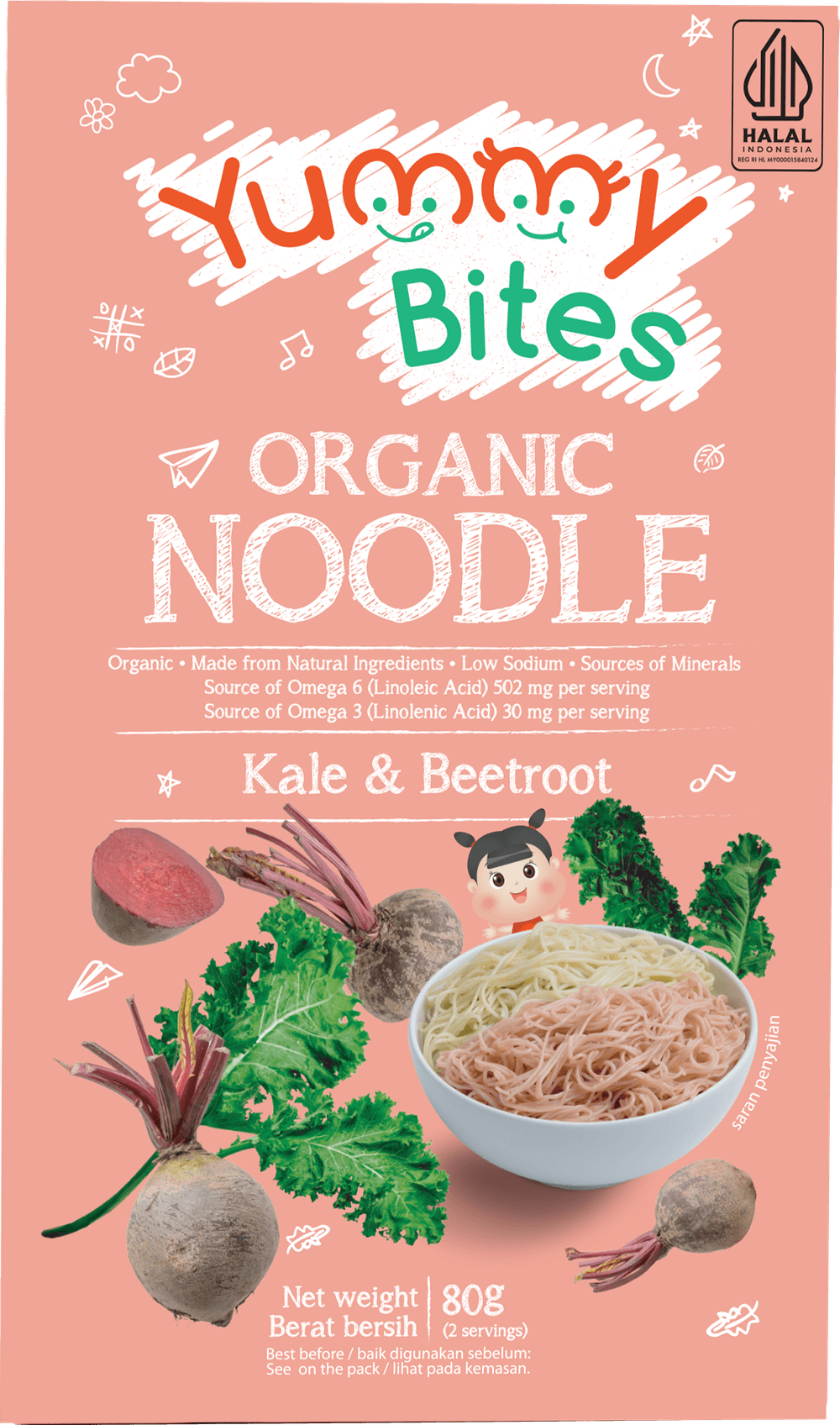 Yummy Bites - Organic Noodle Kale & Beetroot - 80gm