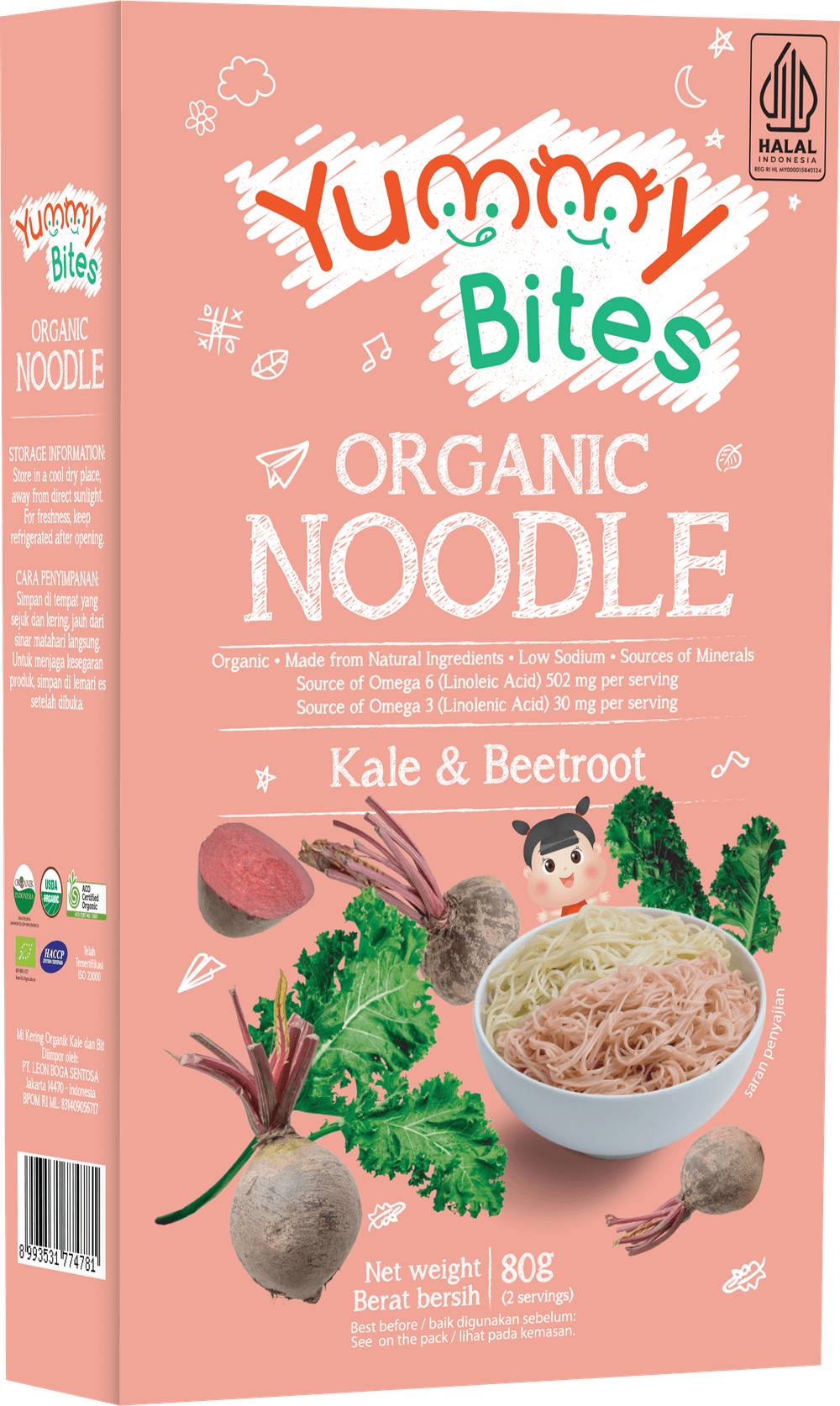 Yummy Bites - Organic Noodle Kale & Beetroot - 80gm