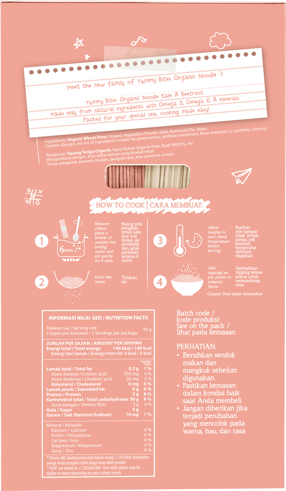 Yummy Bites - Organic Noodle Kale & Beetroot - 80gm