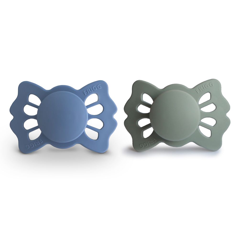 فريغ - لهاية لاكي سيليكون متماثلة - 0-6 أشهر - الحجم 1 - أوشن فيو وأخضر مريمية - عدد 2