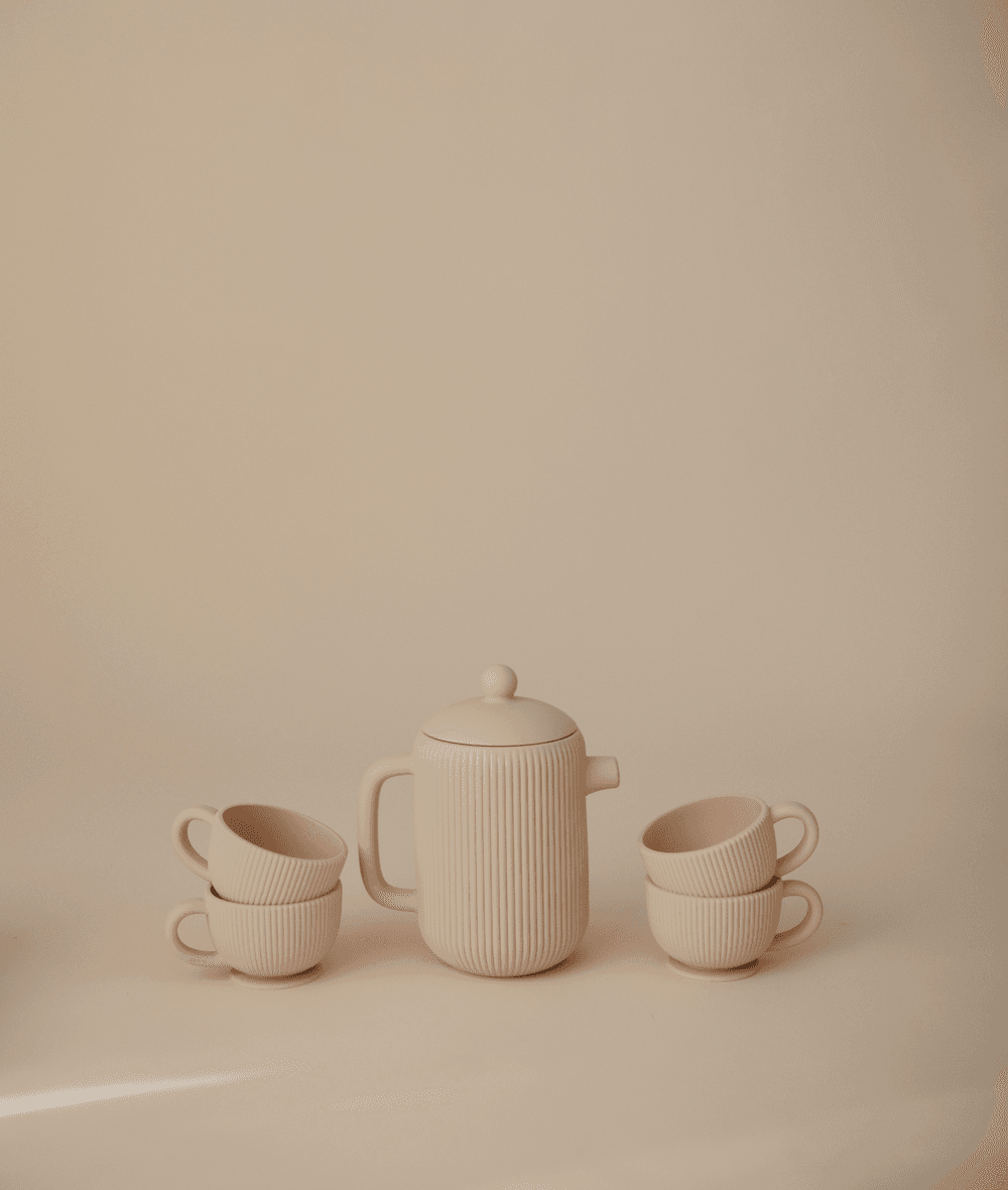 Mushie - Silicone Tea Play Set - Shifting Sand - 4 Pcs