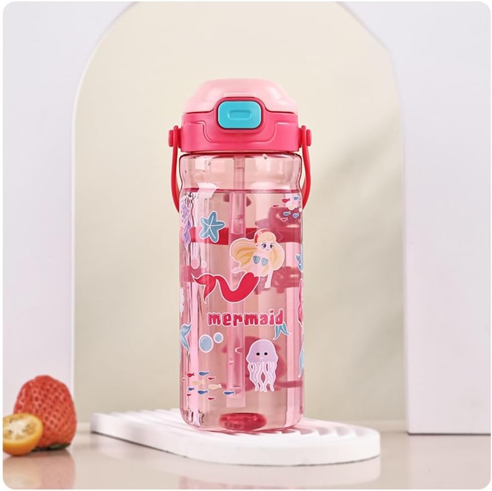 UKR - Water Bottle With Button Straw - Mermaid - 550ml
