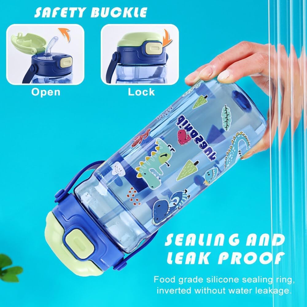 UKR - Water Bottle With Button Straw - Dinosaur - 550ml
