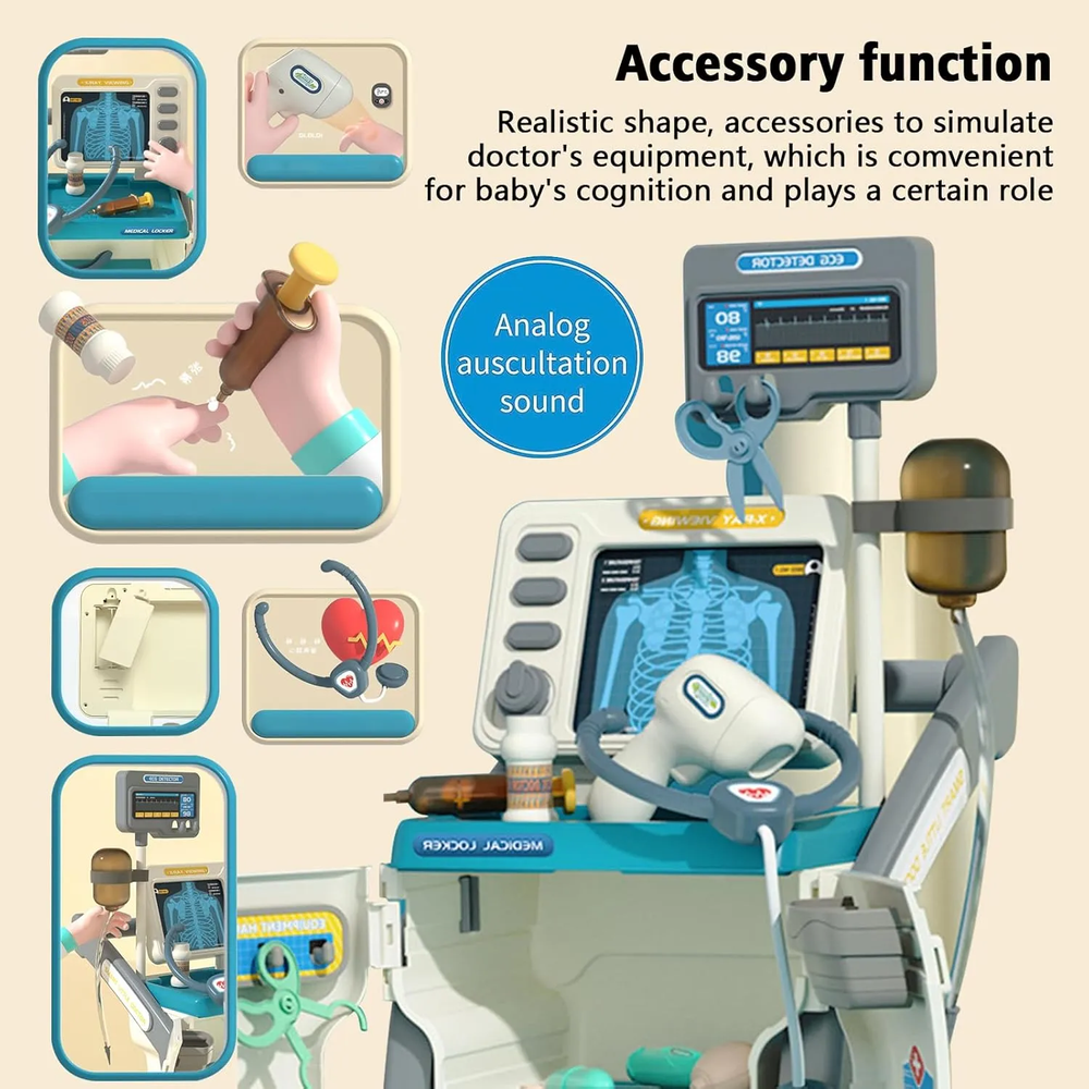 يو كي آر - مجموعة لعب عربة الطبيب للأطفال