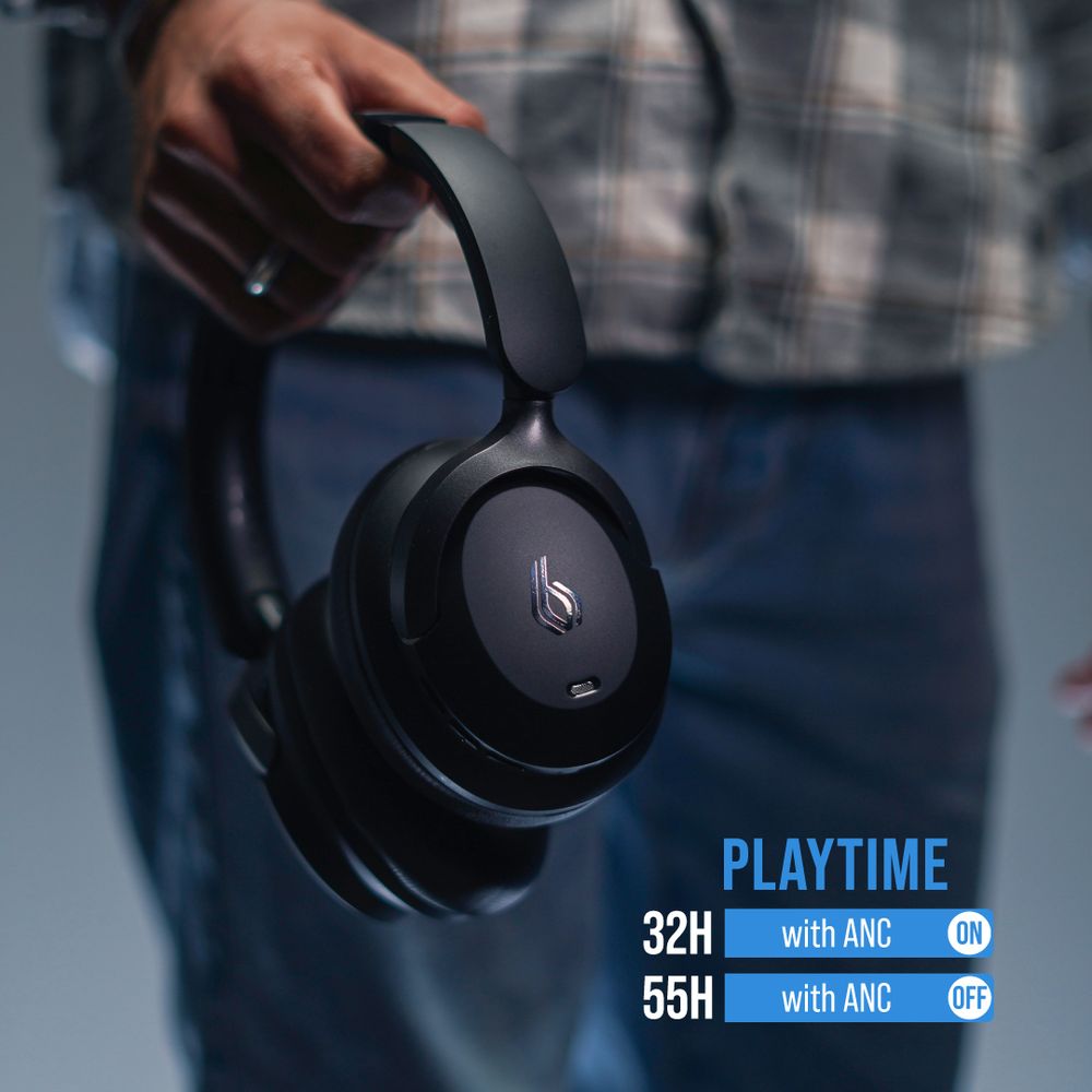 بلوبيبل - سماعة رأس قابلة للطي مع إلغاء ضوضاء رقمي C80 - أسود