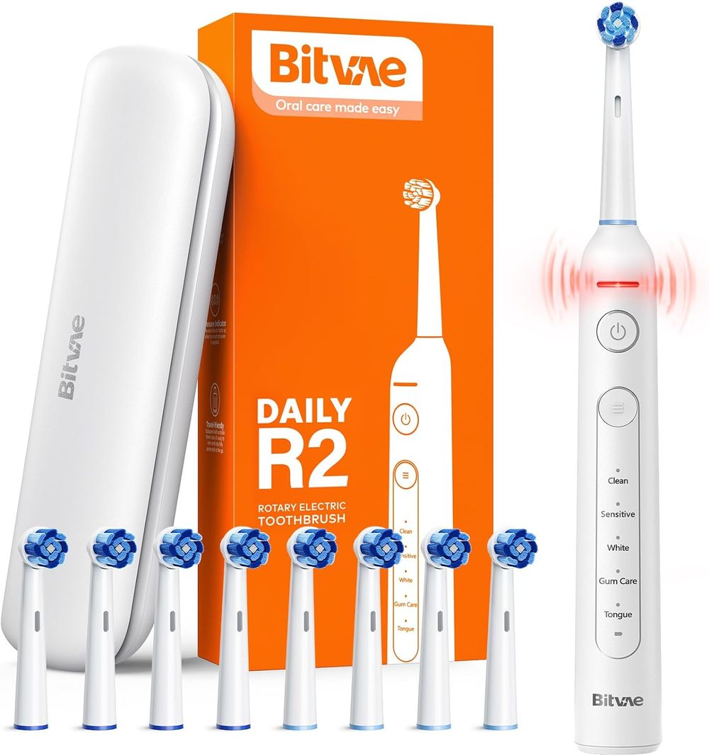 Bitvae - R2 Rotating Electric Toothbrush with 8 Replacement Brush Heads