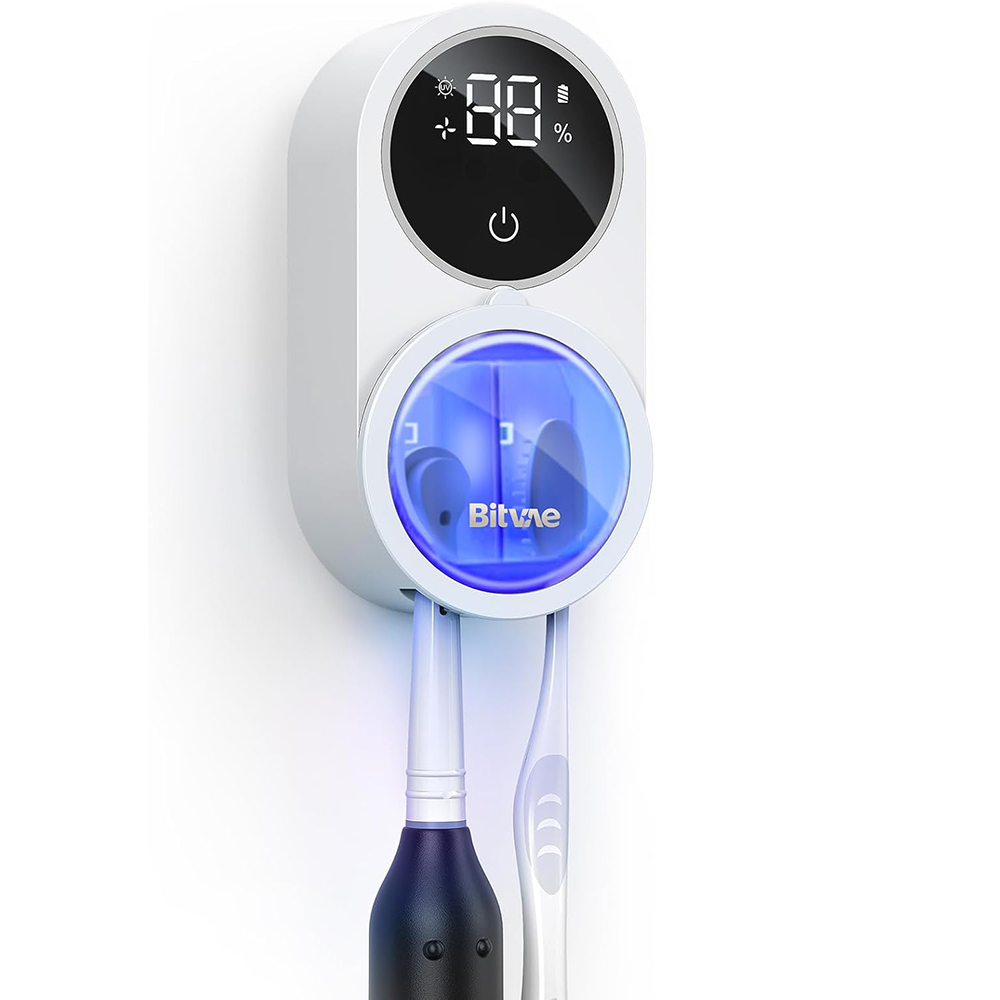 بيتفاي - جهاز تعقيم فرشاة الأسنان بالأشعة فوق البنفسجية ومجفف هواء - أبيض