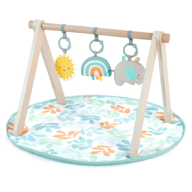 Ingenuity - Nature-Inspired Sun Valley Wooden Toy Arch & Play Mat With Toys - Blue