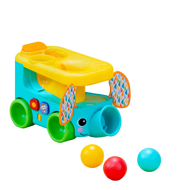 Bright Starts - Pop & Roll Safari Bus Light And Musical Toy Set - 4 Pcs