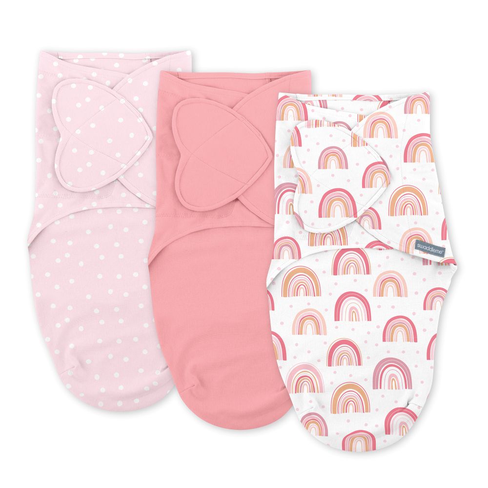 Ingenuity - 3pc-Set - SwaddleMe Monogram Collection Baby Swaddle - Rainbow
