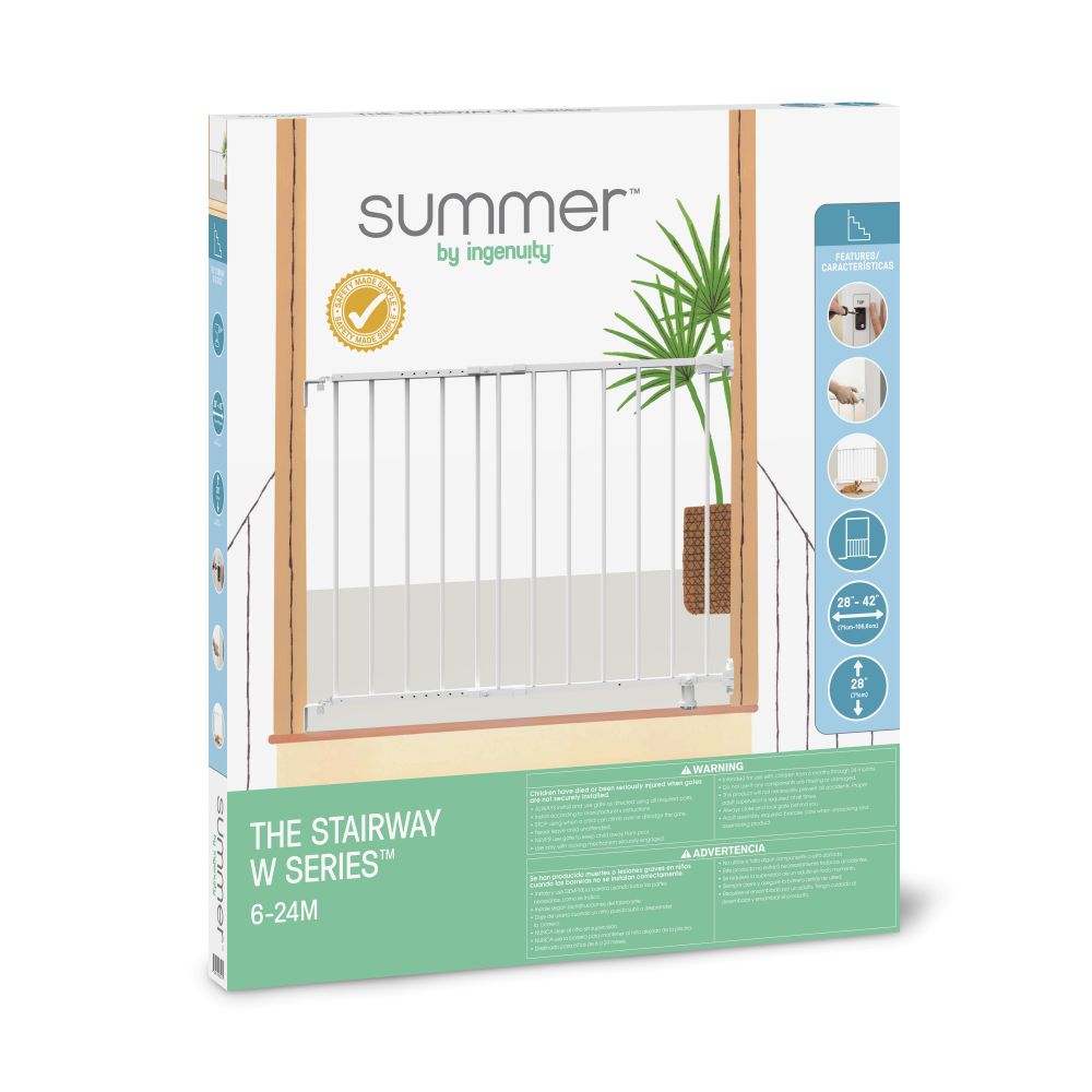 بوابة أمان للأطفال والحيوانات الأليفة من سلسلة W من Ingenuity - 2 في 1 - أبيض - 42 بوصة