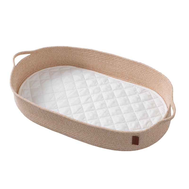 كليفاماما - سلة تغيير الحفاضات مع حصيرة مبطنة - كريمي - قطعتان